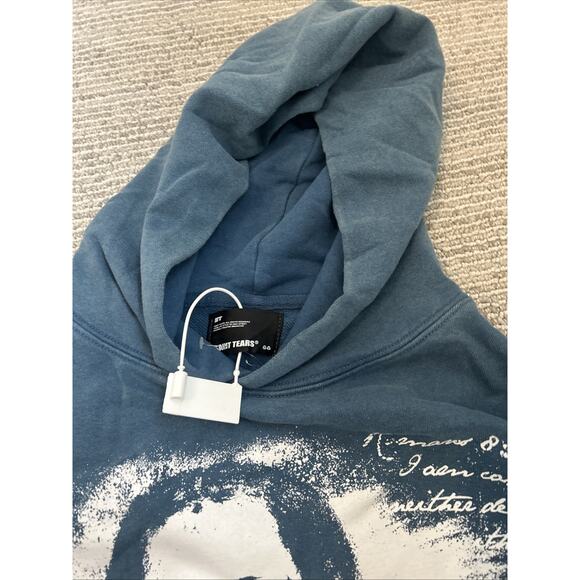 Saint Tears Graphic Hoodie Vintage Washed Blue Men’s Size Large NWT Heavyweight - Picture 12 of 14